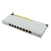 Patch panel - 0,5U, 8 x RJ45 CAT6 skærmet, Grå