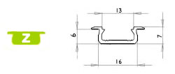 Alu. LED profil - Type Z, Anodiseret sort (2,02m)