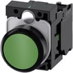Trykknap 22 mm rund plastik grøn flad momentan kontakt type med holder 1NO skrue terminal