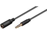 Audioforlængerkabel - 3,5mm st.JACK han/hun, Sort (0,5m)