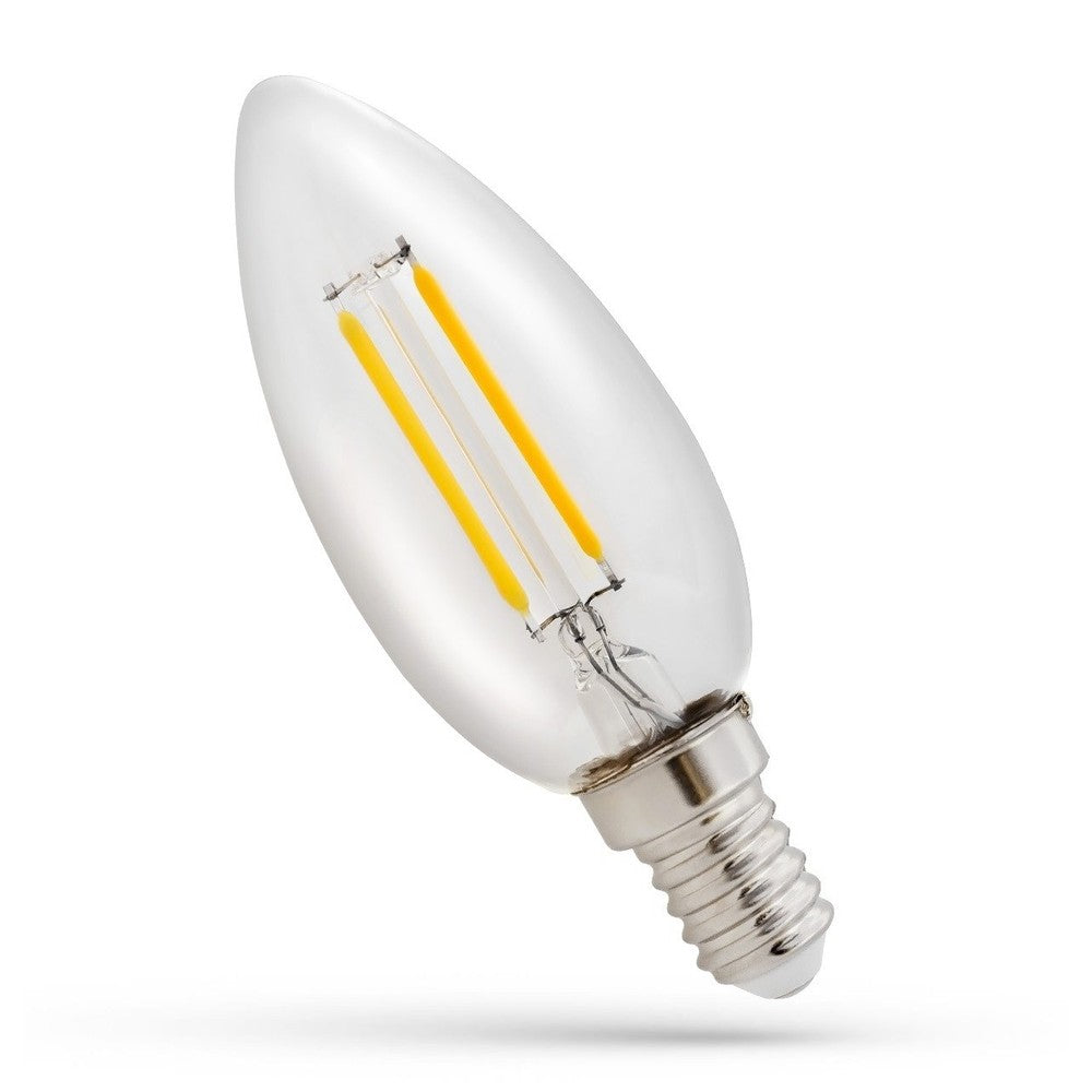 1W LED Kertepære - C35, Kultråd, Klart Glas, E14, 230V, 110lm, RA80
