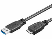 USB 3.0 kabel - A han til Micro B han, sort (1m)