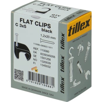 Kabelclips flad 3x5 1 pk. a/100 stk sort