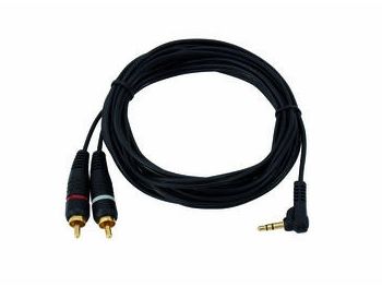 Audiokabel - 3,5mm 90° st. JACK han > 2 x Phono han (1,5m)