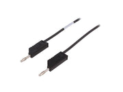 Silikone testledning - 2 x 4mm banan, Stabelbar, Sort (50cm)
