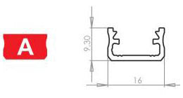 Alu. LED profil - Type A, Anodiseret sort (2,02m)