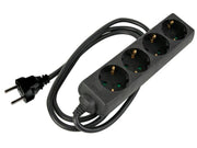 Stikdåse - 4 x CEE7/3 hun, 3G2.5mm², Sort (5m)