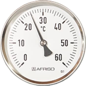 Rustfri termo Ø80x63mm, 0-120 C, bagudv. føler, NB: Uden dykrør