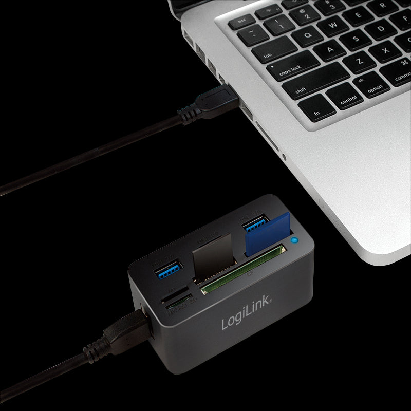 USB 3.0 hub med kortlæser - SD/microSD/M2/MS(Duo+Pro)/CF