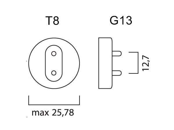 UV sortlysrør - 15W / 230V, 45cm G13 sokkel (Low cost)