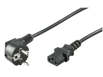 Strømkabel - CEE7/7 90° > C13 (3pol AC hun) Sort (2m)