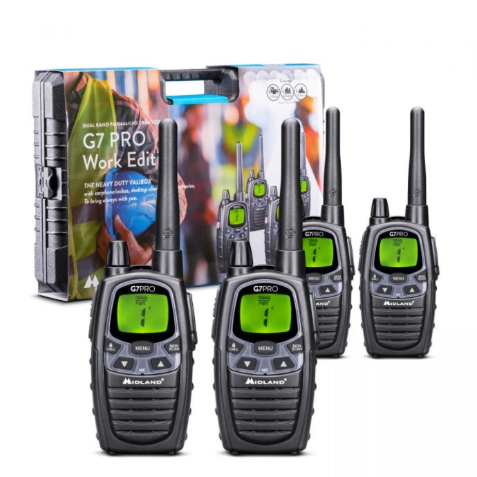 G7 PRO PMR446 håndradio sæt (4 pak i kuffert)