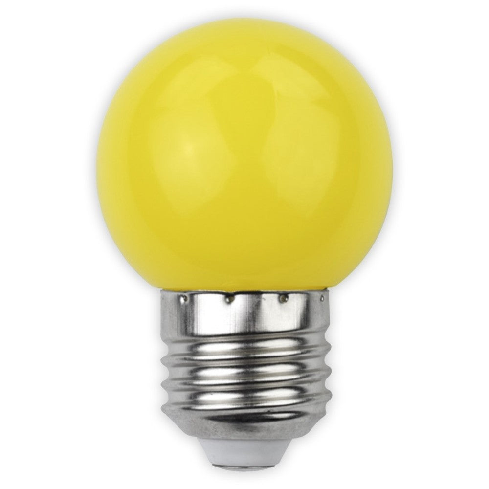 Gul LED kronepære - 1W, E27 fatning, matteret, 230V, 30lm, RA80