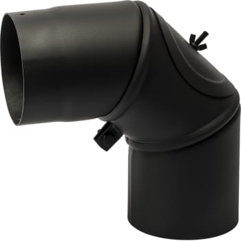150 mm. Metalbestos knærør 90° med smig, med renseklap
