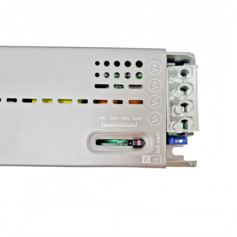Dæmpbar 12V 200W strømforsyning med flicker free teknologi - 12V DC, 16,6A, input 230V, output 12V