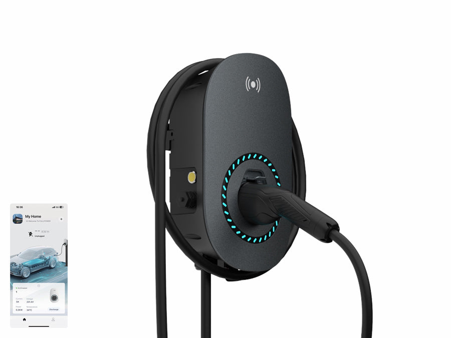 Fullwatt Wallbox EV Lader, 11kW Type 2, Wi-Fi/BT, Sort (5m)