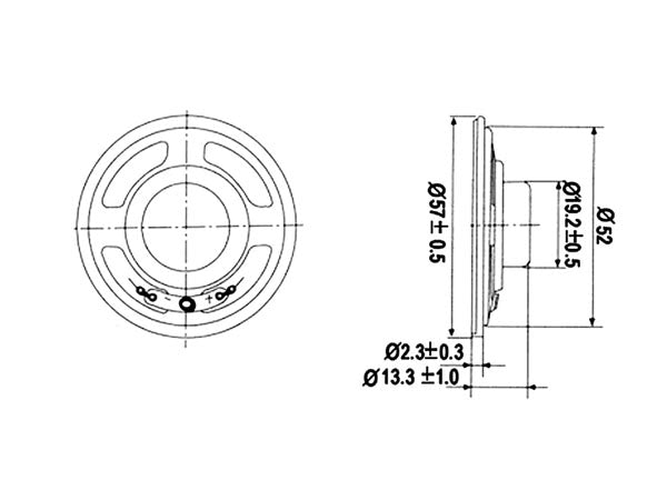 Minihøjttaler - 1W / 8ohm, Ø58mm