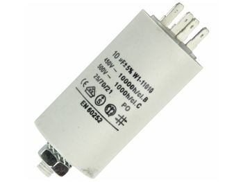 MOTOR kondensator - 10uF / 450V, M8 forskruning, Spadestik