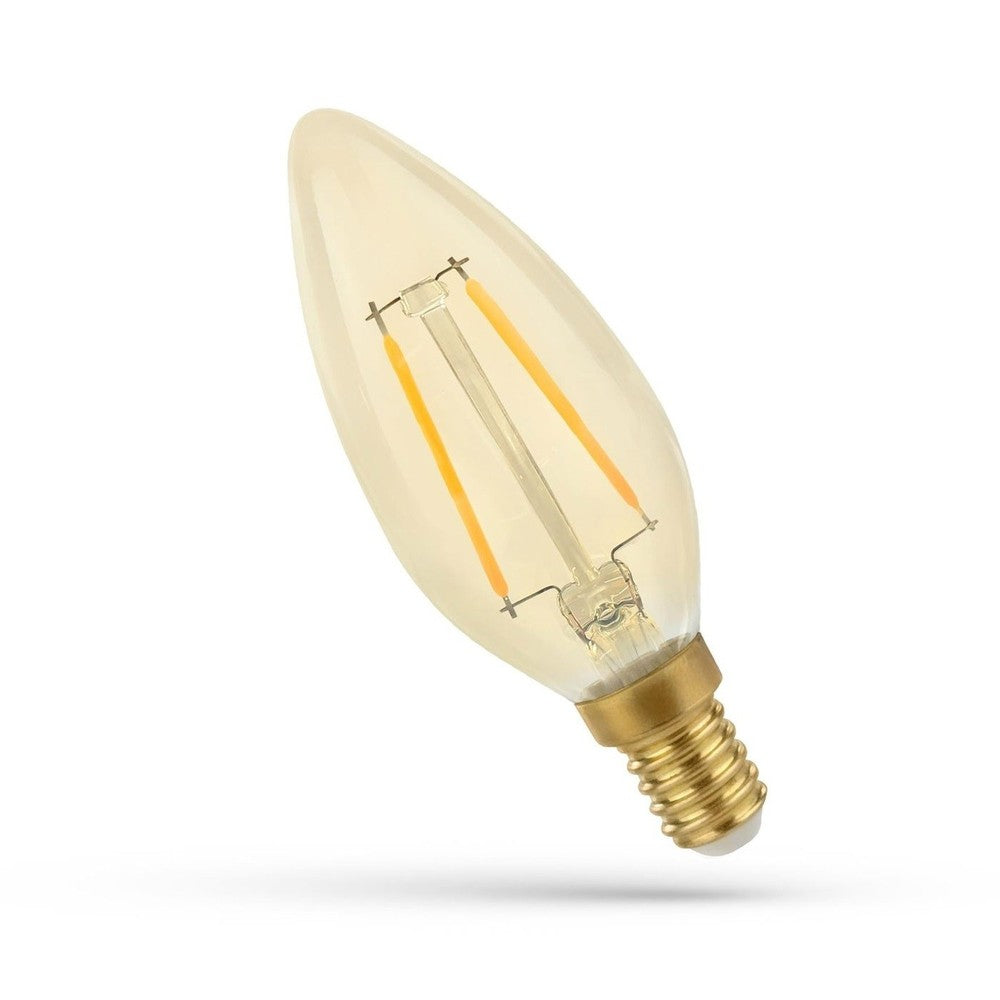 2W LED Kertepære - C35, ravfarvet glas, ekstra varm, E14, 260lm