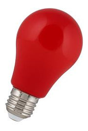 A60 LED partypære - 230Vac / 2W, E27 sokkel, Rød