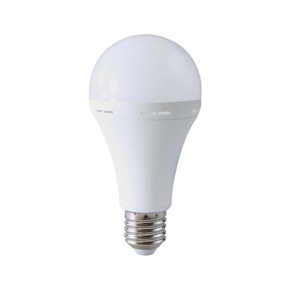 Nødplastlampe med batteri og 3 timers nødbelysning - 12W E27, 4000K
