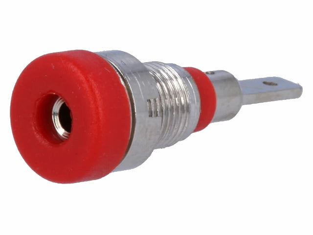 2mm Bananbøsning 10A, 23mm, Rød