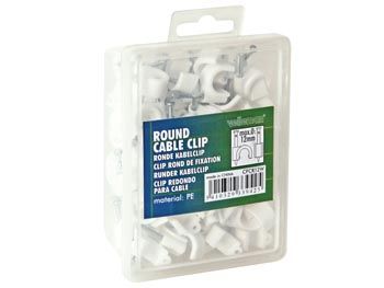Kabelsøm-clips - Rund Ø10mm, Hvid (100 stk. box)