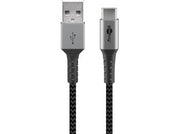 USB-A han til USB-C han 2.0 kabel (tekstil), Grå (2m)