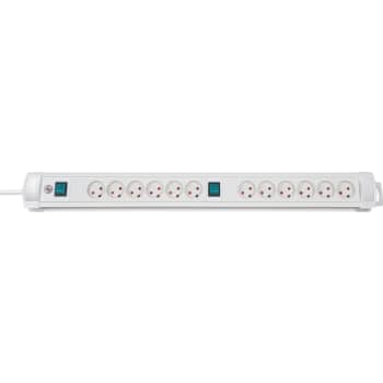 Premium-Line Stikdåse 12 Udtag M/J M/2 Afbryder og 3M Ledn. hvid