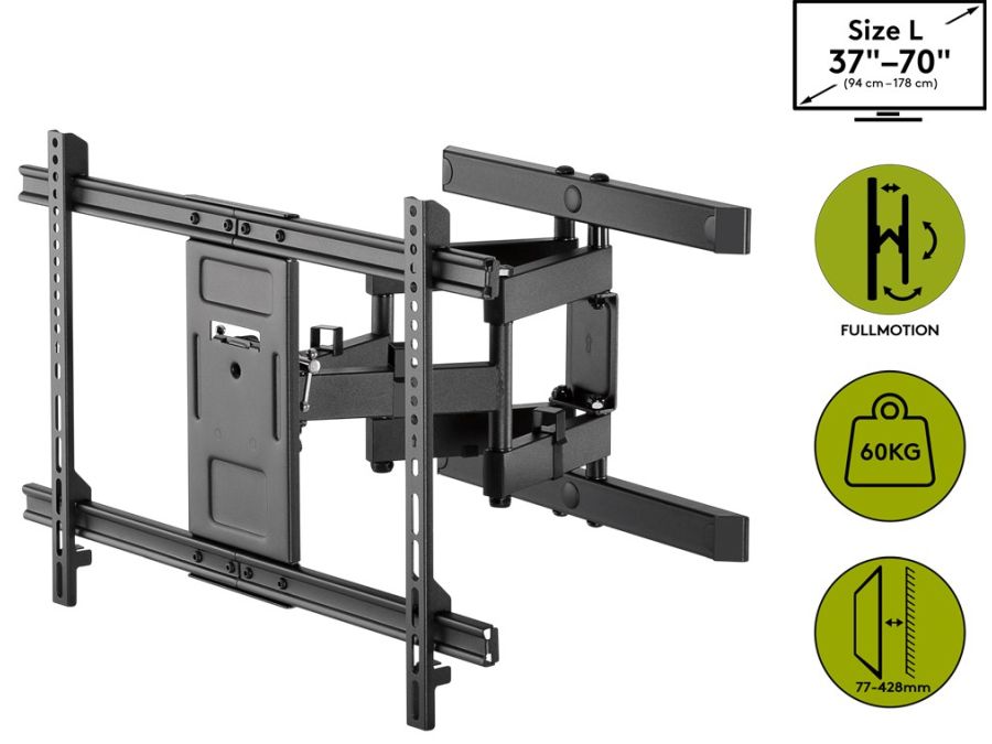 TV vægbeslag - 37-70" vipbar, Vægafstand 77-428mm