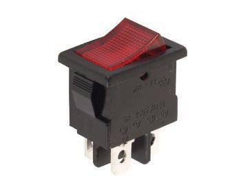 Vippekontakt - 1P OFF-ON, 3A-250V, RØD neon (19,8x13mm)