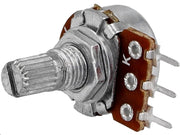 Potmeter - 1kOhm mono log., Ø6mm rillet metalaksel