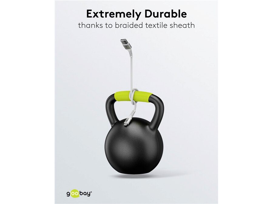 USB-A til Lightning Supersoft PD Tekstilkabel, 3A, Hvid (1m)