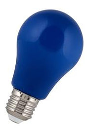 A60 LED partypære - 230Vac / 2W, E27 sokkel, BLÅ