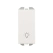 Simon 270 smal trykkontakt med  lys - lys symbol 10A 230V mat hvid