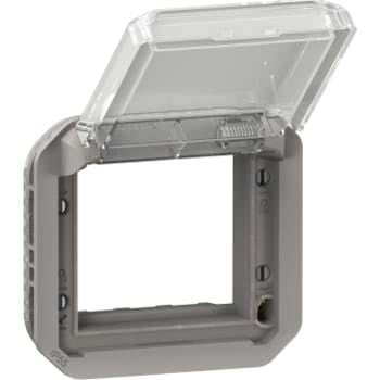 PLEXO 55  IP55 Mosaic adaptor 2 modul grå, transparent klaplåg