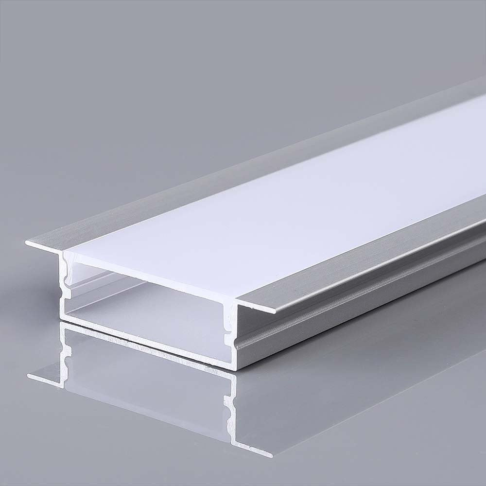 Monteringssæt med diffuser til LED-stribe - 2000x30x10mm, Sølv Hus.