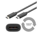 USB 3.1 SuperSpeed kabel - 2 x USB-C han (3A), Sort (0,5m)