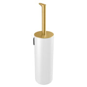 Toiletbørste, børstet messing/hvid
