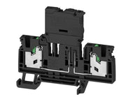 Sort sikringsklemme SNAP IN 2 vandrette tilsutninger 4mm2 med LED  (10-36VDC) silringstørrelse ( 5x2