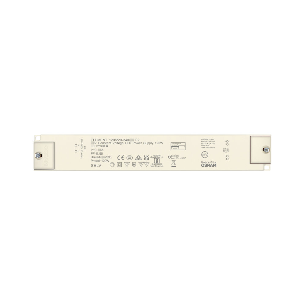 Osram 120W strømforsyning - 12V DC, 10A, IP20, indendørs brug, hvid - Effektiv og pålidelig strømforsyning til diverse elektroniske enheder.