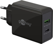 USB-C PD netadapter - 1xUSB-A, 1xUSB-C, 30W/3A, Sort