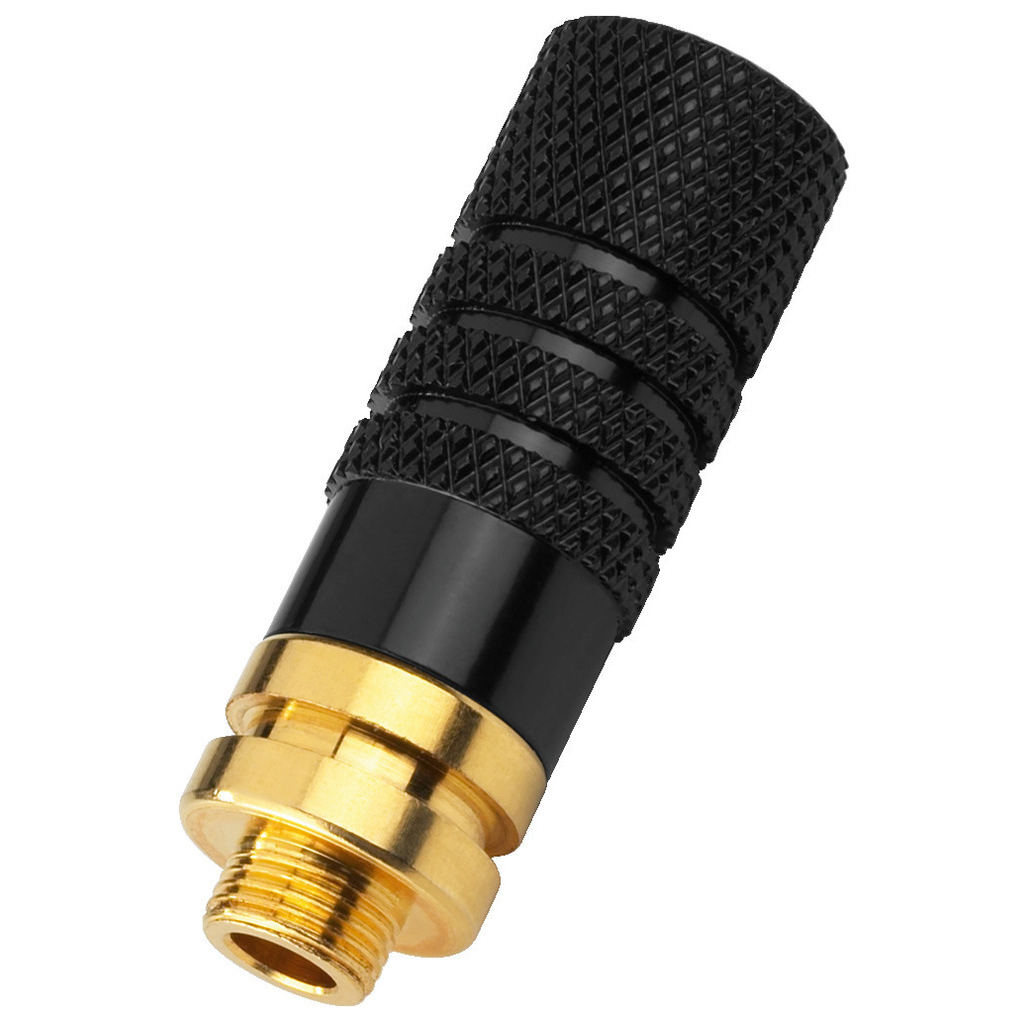 JACK stik - 3,5mm stereo hun med låsegevind, Sort