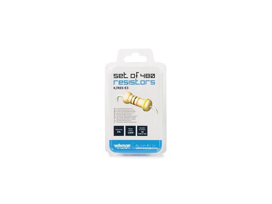 Modstandssortiment - 10ohm til 1 Mohm / 0,25W (480 stk.)