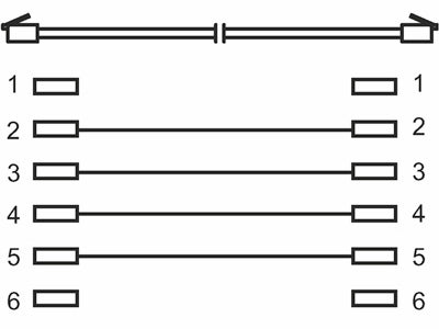 Telefonledning - 2 x RJ11(6P4C) han, Sort (6m)