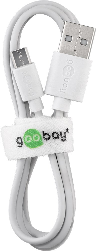 USB 2.0 lyn-ladekabel  A han > micro B han (2,5A) Hvid (1m)