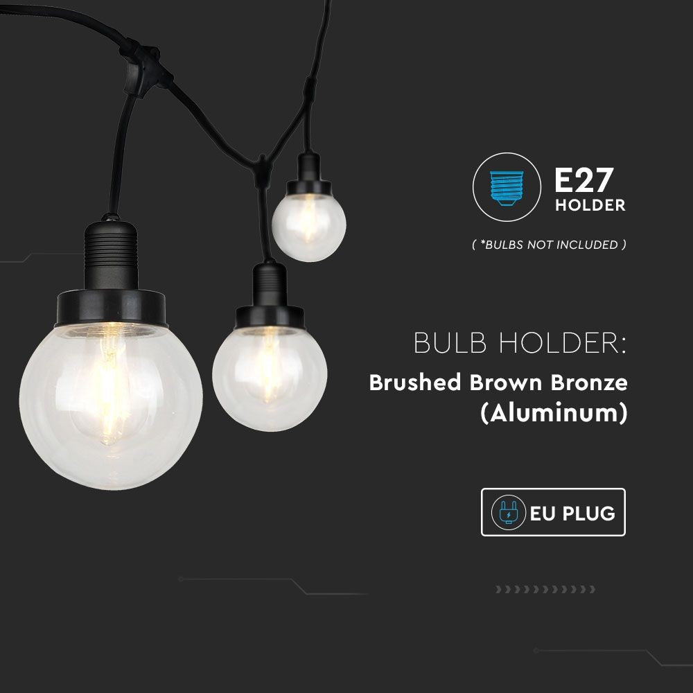 LED Lyssnor (3m) - Mat Sort IP65, med Pære (6 stk)