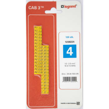 CAB3 Ledningsmærke 1,5-2,5 mm² mærket: 4 (P120)