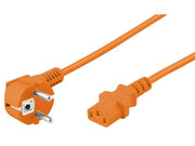 Strømkabel - CEE7/7 90° han > C13 (3pol AC hun) Orange (2m)