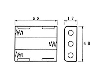 Batteriholder til 3xAA bat. (m. loddeflige)